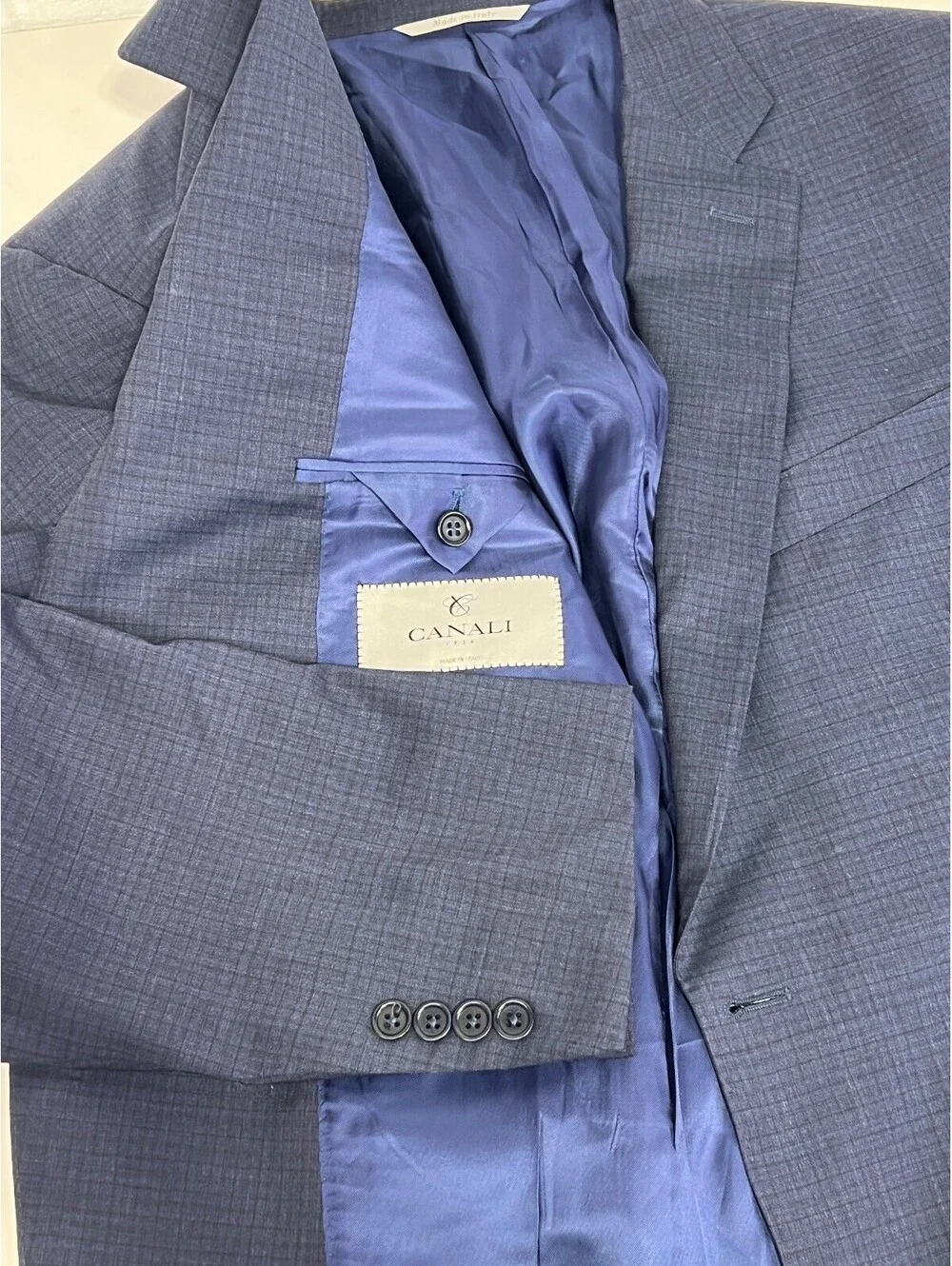 Canali Men's Navy Blue Wool Suit Jacket Size US 38 (EU 56R)